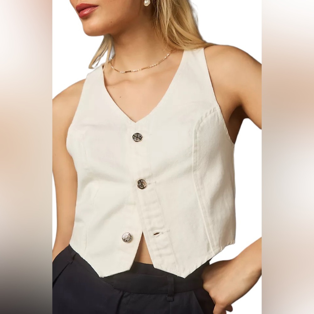 Walter Baker Ivory Buttoned Crop Top